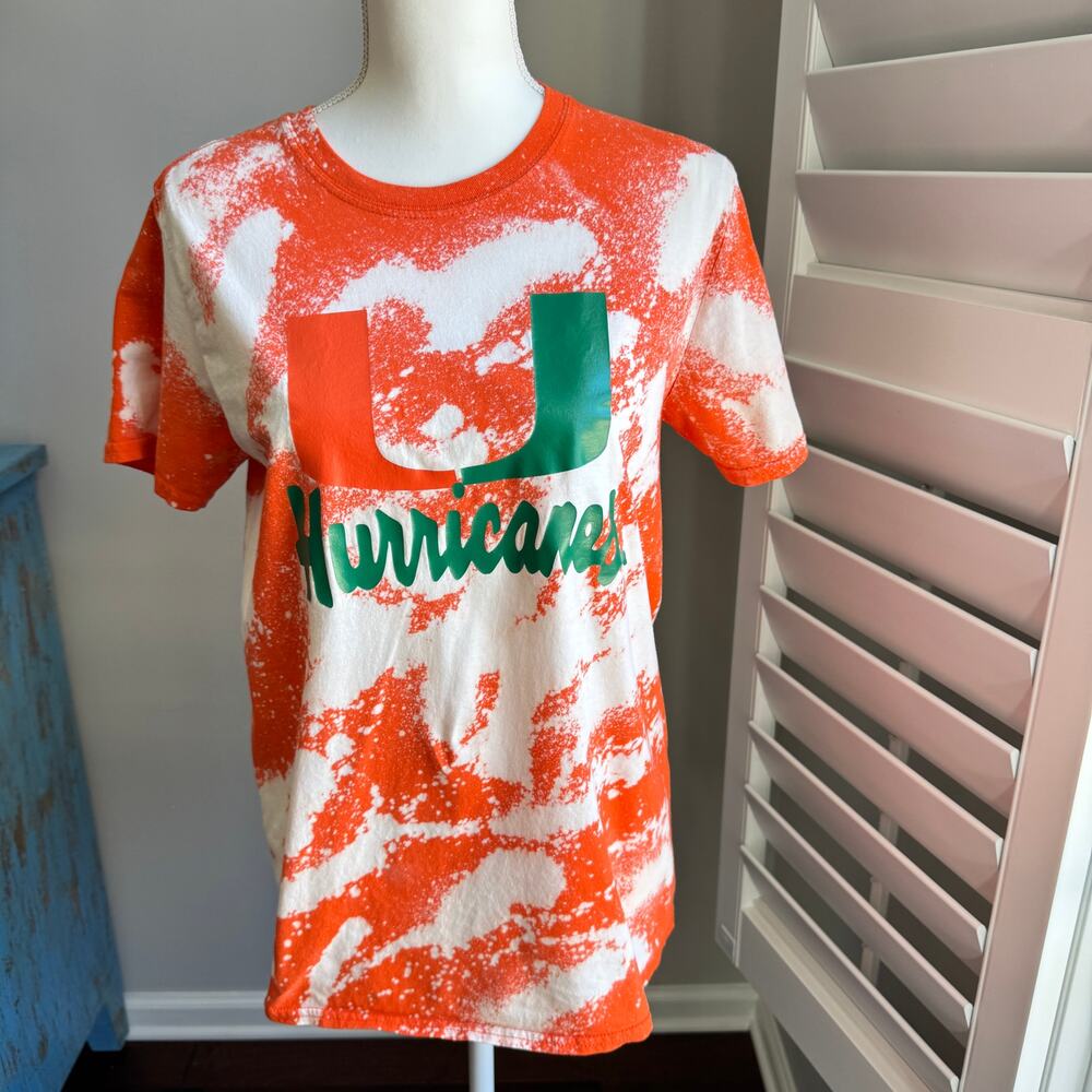 University of Miami Hurricanes T-Shirt Top Womens M Orange Marble Print THE U - Picture 11 of 11